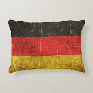 Vintage Aged and Scratched Flag of Germany Decorative Cushion
