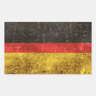 Vintage Aged and Scratched Flag of Germany Rectangular Sticker