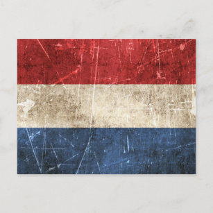 Vintage Aged and Scratched Flag of Netherlands Postcard