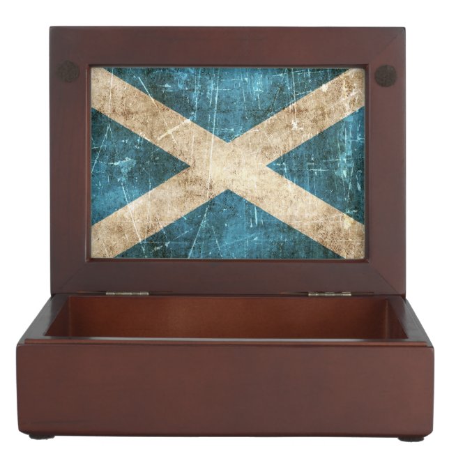 Vintage Aged and Scratched Flag of Scotland Keepsake Box (Opened)