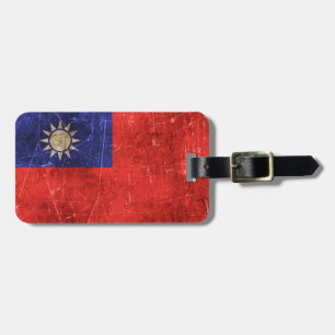 Vintage Aged and Scratched Flag of Taiwan Luggage Tag