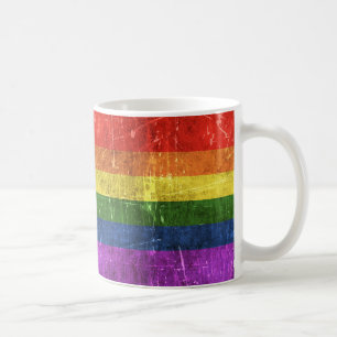 Vintage Aged and Scratched Rainbow Flag Coffee Mug