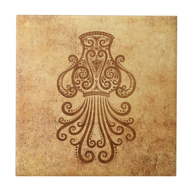 Vintage Aged Aquarius Zodiac Tile (Front)
