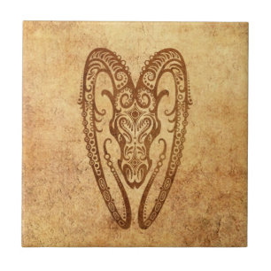 Vintage Aged Aries Zodiac Tile