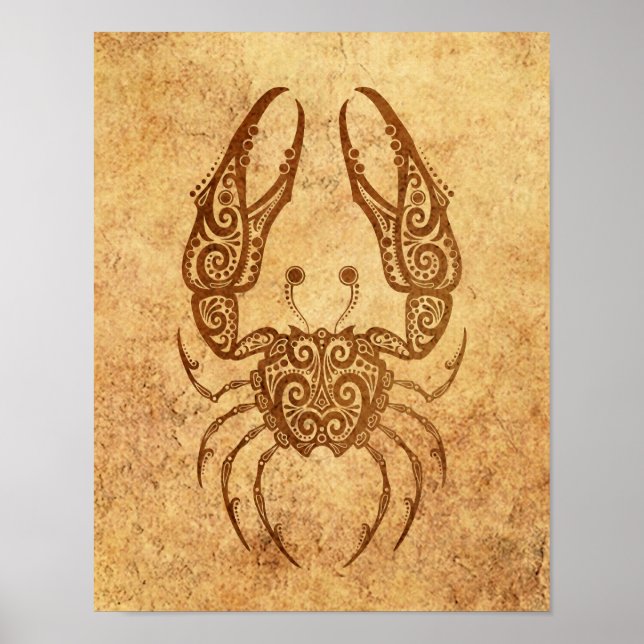 Vintage Aged Cancer Zodiac Poster (Front)