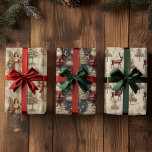 Vintage Aged christmas Patterns Wrapping Paper Sheet<br><div class="desc">This design may be personalised by choosing the Edit Design option. You may also transfer onto other items. Contact me at colorflowcreations@gmail.com or use the chat option at the top of the page if you wish to have this design on another product or need assistance with this design. I am...</div>