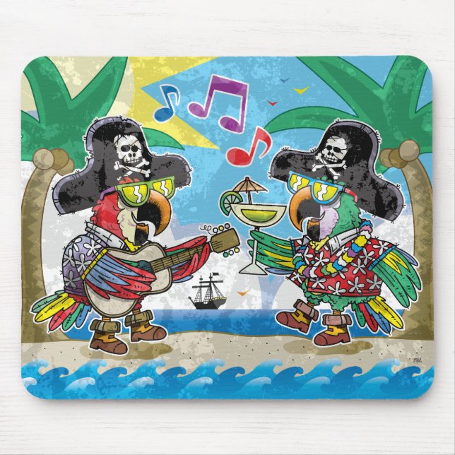 Vintage, Aged, Colourful Parrots Mouse Pad!! Mat (Front)