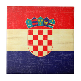 Vintage Aged Croatian Flag Tile