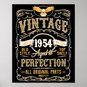 Vintage Aged To Perfection 1954 Birthday TShirt Poster