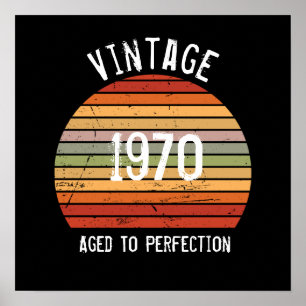 Vintage Aged To Perfection Birth Year Retro Sunset Poster