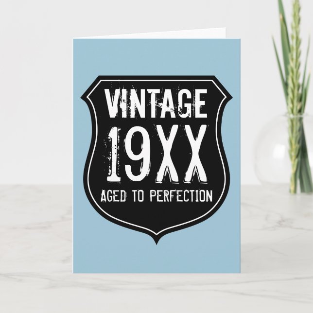 Vintage Aged to perfection Birthday card for men (Front)