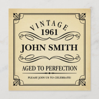 Vintage Aged to Perfection Funny Birthday Invite
