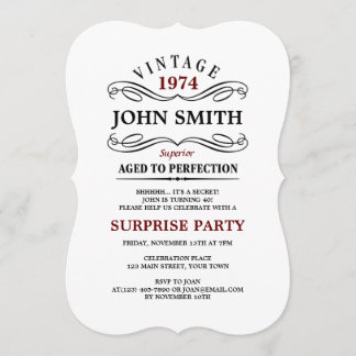 Vintage Aged to Perfection Funny Birthday Invite