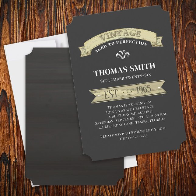 Vintage Aged to Perfection Modern Trendy Birthday Invitation (Creator Uploaded)