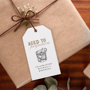 Vintage Aged to Perfection White Whiskey Birthday Gift Tags