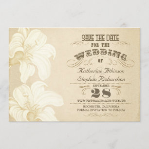 vintage aged typographic save the date