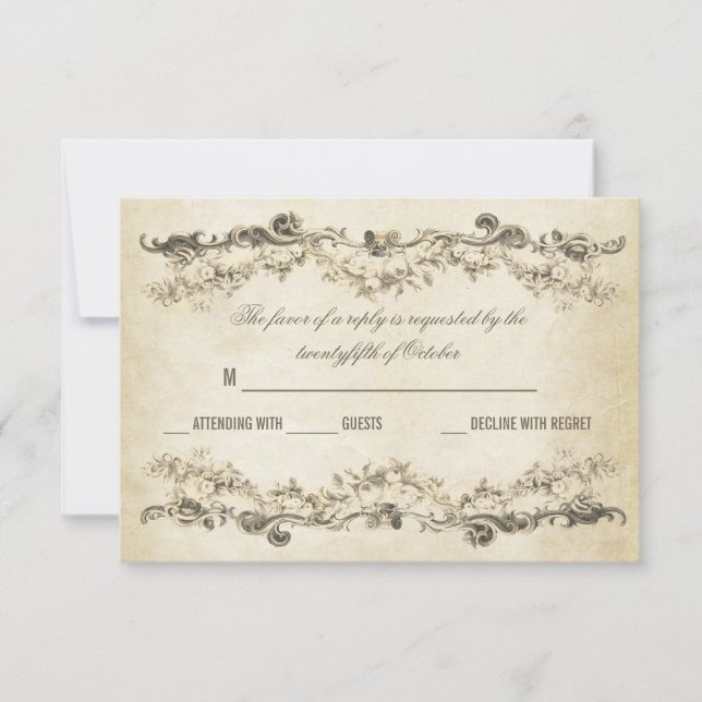 vintage aged wedding invitations (Front)