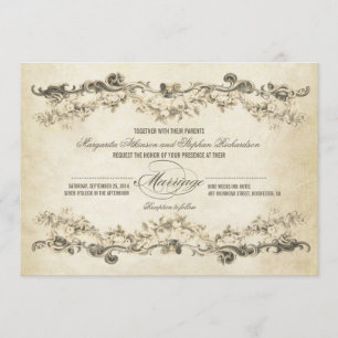 vintage aged wedding invitations