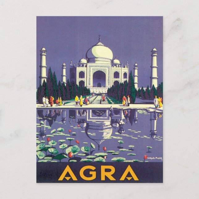 Vintage Agra Taj Mahal India Postcard (Front)