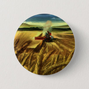Vintage Agricultural Farm Business, Wheat Farming 6 Cm Round Badge