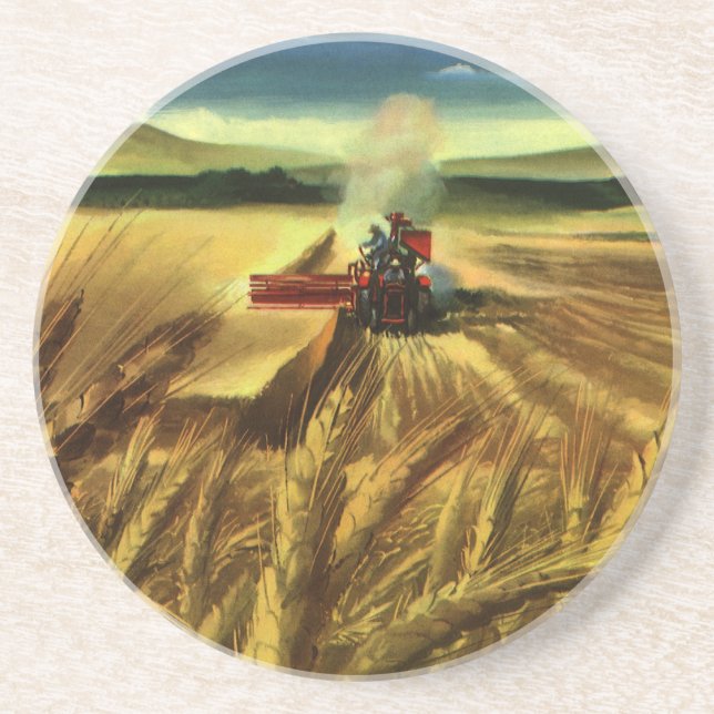 Vintage Agricultural Farm Business, Wheat Farming Coaster (Front)