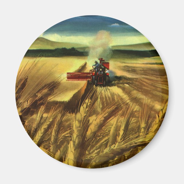 Vintage Agricultural Farm Business, Wheat Farming Magnet (Front)