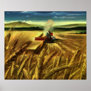 Vintage Agricultural Farm Business, Wheat Farming Poster