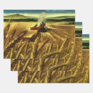 Vintage Agricultural Farm Business, Wheat Farming Wrapping Paper Sheet