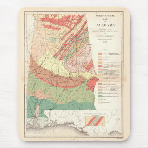Vintage Agricultural Map of Alabama (1882) Mouse Mat