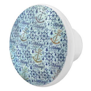 Vintage - Ahoy Time for sailors Ceramic Knob