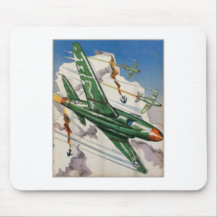Vintage Air Force Us Jet Fighter Usa War Aviation  Mouse Mat