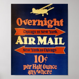 Vintage Air mail Advertisement ,Chicago Poster