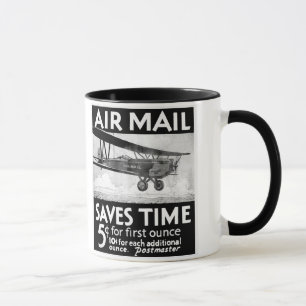 Vintage Air Mail Poster Design with Bi-Plant Mug