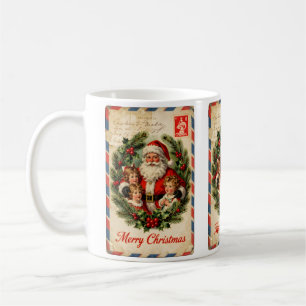 Vintage Air Mail Santa Claus Children Coffee Mug