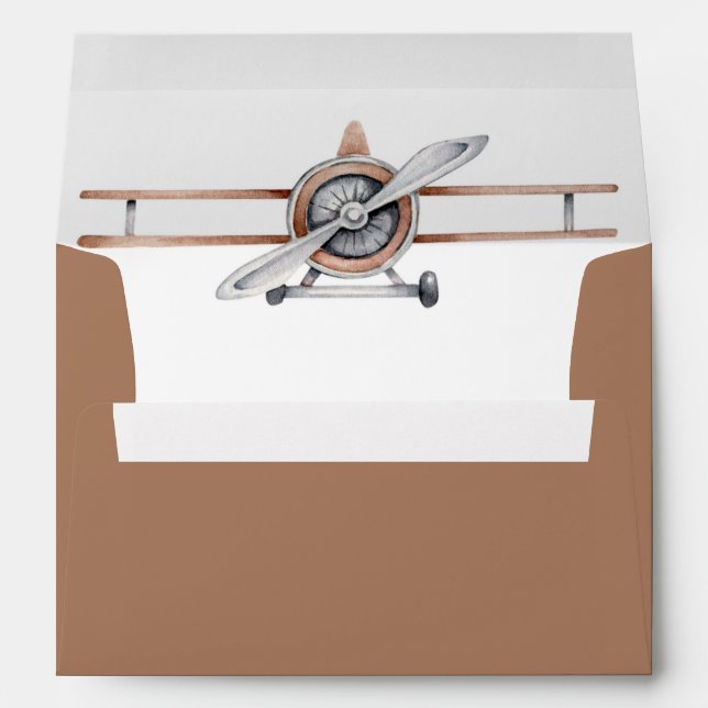 Vintage Aircraft Biplane Boy's Birthday Envelope (Back (Bottom))