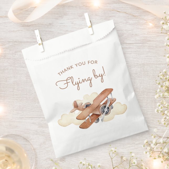 Vintage Aircraft Biplane Boy's Birthday Favour Bags (Clipped)