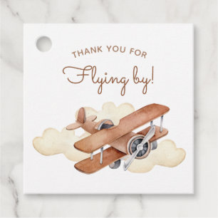 Vintage Aircraft Biplane Boy's Birthday Favour Tags