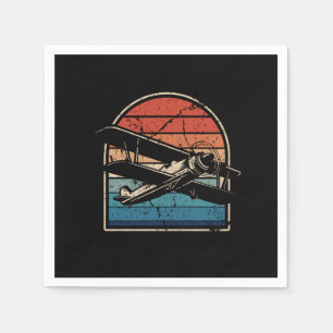 Vintage Aircraft Biplane Plane Pilot Aeroplane Napkin