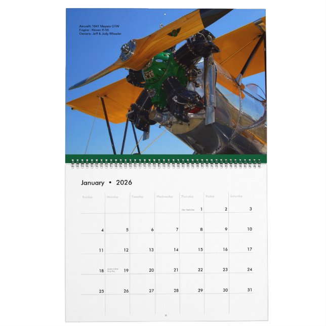 Vintage  Aircraft  Engines Huge 2015 Calendar (Jan 2026)