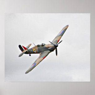 Vintage aircraft military fighter plane ww2 poster