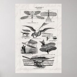 Vintage Aircrafts Aeroplanes Airships Retro Planes Poster