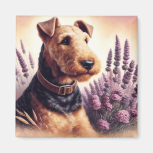 Vintage Airedale Terrier Painting Magnet