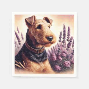 Vintage Airedale Terrier Painting Napkin