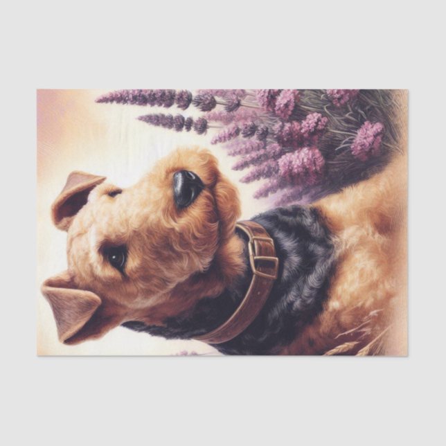 Vintage Airedale Terrier Painting Tissue Paper (Front)