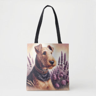 Vintage Airedale Terrier Painting Tote Bag