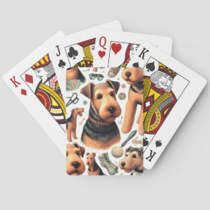 Vintage Airedale Terrier Seamless Playing Cards