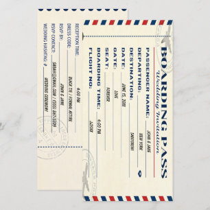 Vintage Airline Boarding Pass Wedding Save The Date