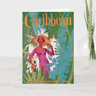 Vintage Airline Caribbean Travel Postcard
