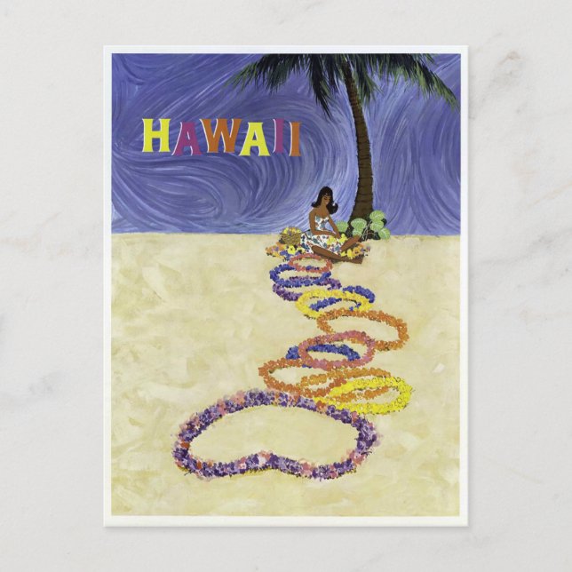 Vintage Airline Hawaii Travel Postcard (Front)