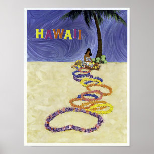 Vintage Airline Hawaii Travel Poster